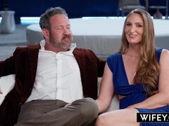 Married Milf Brandi Johnson Gets Spit-roasted And Creampied While Hubby Watches