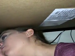 Blowjob friend under table