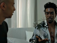アナル, デカチン, 黒人, フェラチオ, イく瞬間, 黒人, ゲイ, タトゥー
