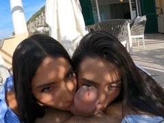 Минет, Сперма во рту, Латиноамериканки, Сюрприз, Втроем