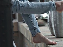美女, エロティック, 足, フェティッシュ, 指いじり, 足フェチ, ハードコア, ガリガリ