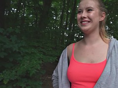 19 year old little slut fucked doggy style by a big cock