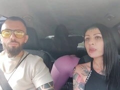 Amateur threesome with pussy tattoo leads to steamy anal action in the street