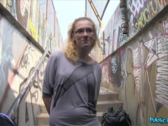 Blond, Pijpbeurt, Europees, Geld, Buiten, Gezichtspunt, Openbaar, Tieten likken