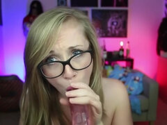 Leianam Young French Girl With Glasses Sucks A Big Dildo In Deepthroat Mode