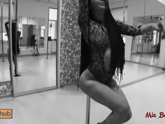 Beautiful teen hot pole dancing and anal to throat fucking