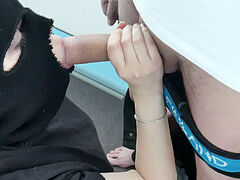 Leie, Grosser schwanz, Blasen, Selbstgemacht, Maske, Öffentlich, Ablutschen, Hure