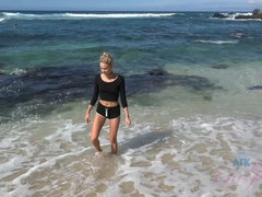 素人, 浴室, ビーチ, ビキニ, ブロンド, 彼女, オナニー, ハメ撮り