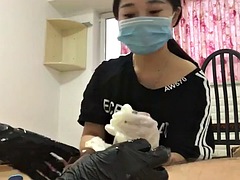 Asian, Bdsm, Chinese, Femdom, Fetish, Gloves, Handjob, Latex