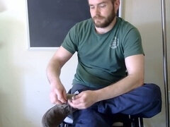 Wheelchair-bound cutie changes outfit while enjoying his kinky wheelchair play