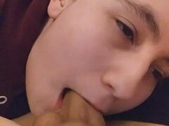 Teenage Deepthroating Cum Load - Blowing Cock