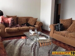 Curly African babe riding big hard dick