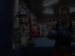 Sexy Blonde Gets cock workout after boxing match - Big fake tits