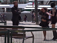 Shameless 19 year old whipped outdoors in a public place by a bdsm woman