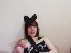 Dirty Maid Lammy Pixel Teases Ahegao, Bounces Natural Tits And Fucks Wet Pussy