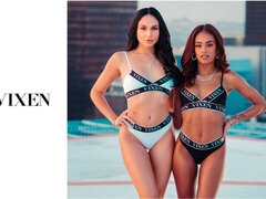 お尻, フェラチオ, 茶髪の, 女 人男 人, 手コキする, ハードコア, ティーン, 三人