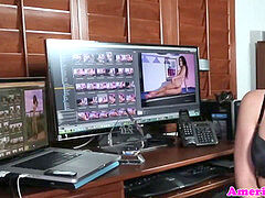 buxomy tgirl stroking her dong in solo vignette