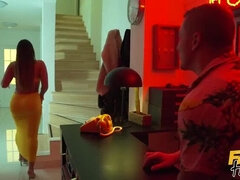 Thick Latina MILF and Slim Teen Share Room for Hot Threesome at Night - Fake Hostel FFM
