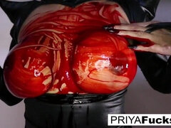 茶髪の, 巨乳な, フェティッシュ, インド人, 下着, 剃毛, 一人, いじめ