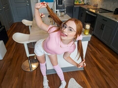 お尻, デカチン, フェラチオ, 服従, ハードコア, ピグテール, 赤毛, ティーン