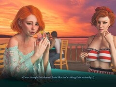 3d, ビーチ, ゲーム, 淫乱熟女, 赤毛