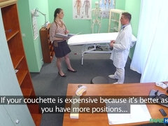 Horny saleswoman strikes a deal with the dirty doctor