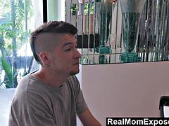 Blonde MILF Rachel Cavalli Relieves Desperate Stepsons Cumshot Frustration with Hardcore Handjob and Bust