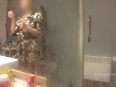 Stepmom Came To His Bathroom, He Started Jerking, She Likes To Watch. My Pervert