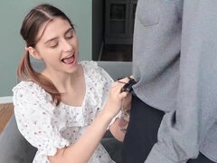 Slutty student obediently sucks and fucks hard too