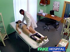 Watch Jess West scream in pleasure as fakehospital doctor slides his big tool inside her small tits and pussy
