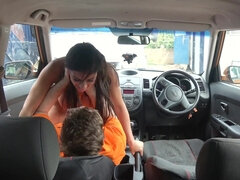 Chica, Mamada, Morena, Coche, Estilo perrito, Hd, Madres para coger, Pov