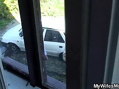 美人, デカパイ, ブロンド, フェラチオ, 淫乱熟女, 母, 公共, 義母