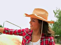 Latina cowgirl Gabriella Ford fucked by huge cock