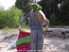 Risky Public Masturbating on a Beach with Drone