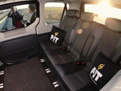 British beauty Tina Kay provides a footjob and ends up covered in cum in a taxi