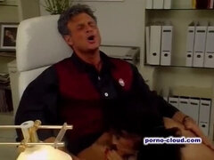 Hairy Vintage German Boss Julia Channel Fucks Workers Threesome