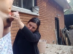 Enthousiasteling, Grote lul, Pijpbeurt, Handbeurt, Huisgemaakt, Man, Buiten, Openbaar