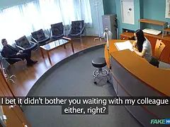 Faux clinic - tights tempt patient into intense office meeting