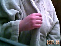 Hidden of wife getting into shower and lotion after