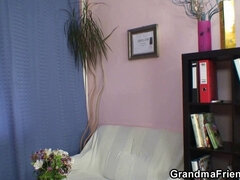 Horny granny group enjoys a wild threesome with doctor and husband