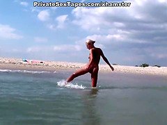 Amateur, Plage, Sucer une bite, Couple, Hd, Léchez, Nue, De plein air