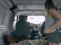 Hitchhiking teenage is picked up and has hookup in a van