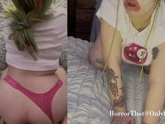 Gloomy inked Circus Girl craves a large erection to brighten her mood!