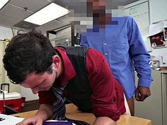 In den arsch, Schwarz, Blasen, Schmutzig, Schwarz, Schwul, Interrassisch, Büro