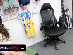 Naughty MILF punished & humiliated for shoplifting by shop security officer