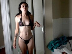 Naiades Aqua shows off wet vs dry micro bikini try-on haul