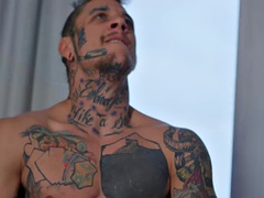 デカチン, フェラチオ, イく瞬間, 足, ゲイ, 手コキする, ハードコア, タトゥー