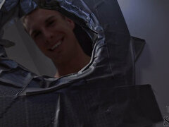 Fooled gloryhole guest gets gay BJ