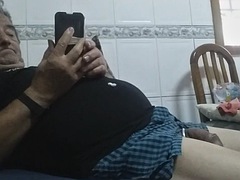 Grandpa stroke on webcam