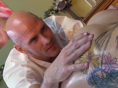 In den arsch, Blasen, Braunhaarige, Schwanz, Massage